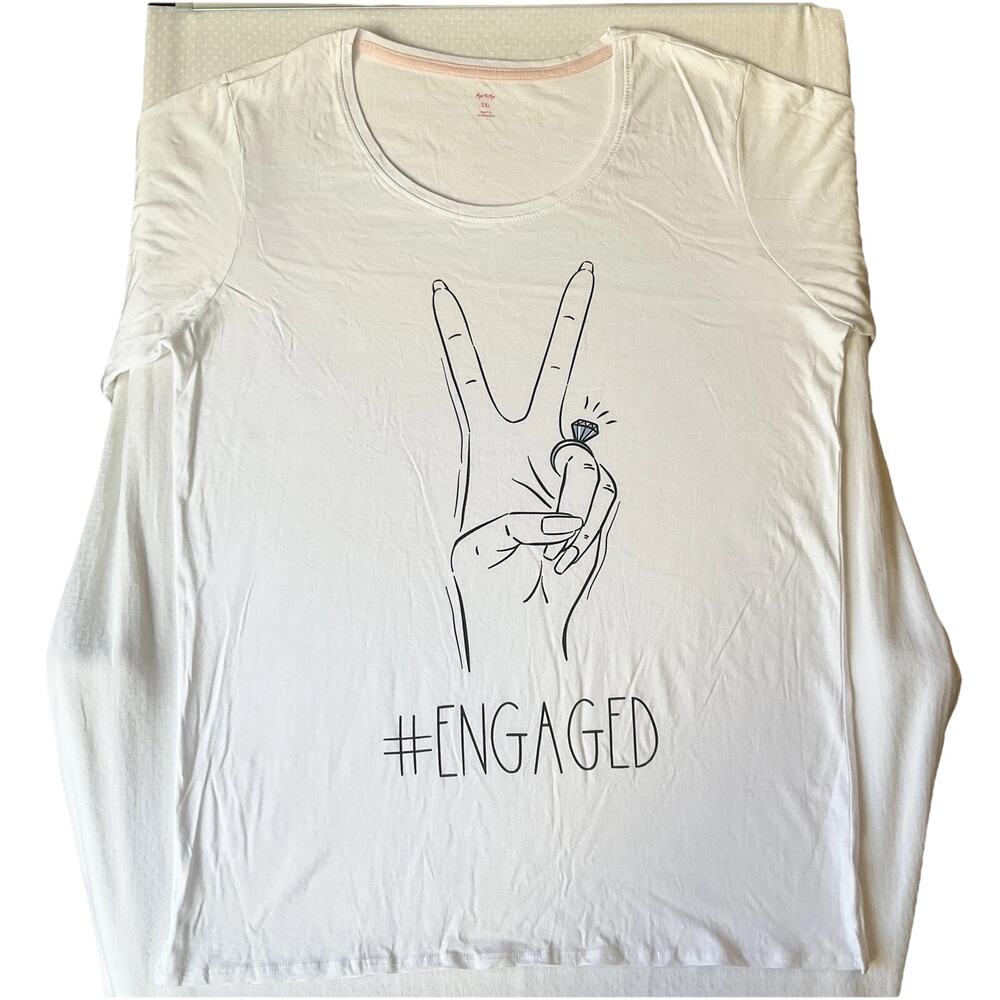 Miss To Mrs Women Shirt 3XL White Graphic Print Pullover Engagement Announcement